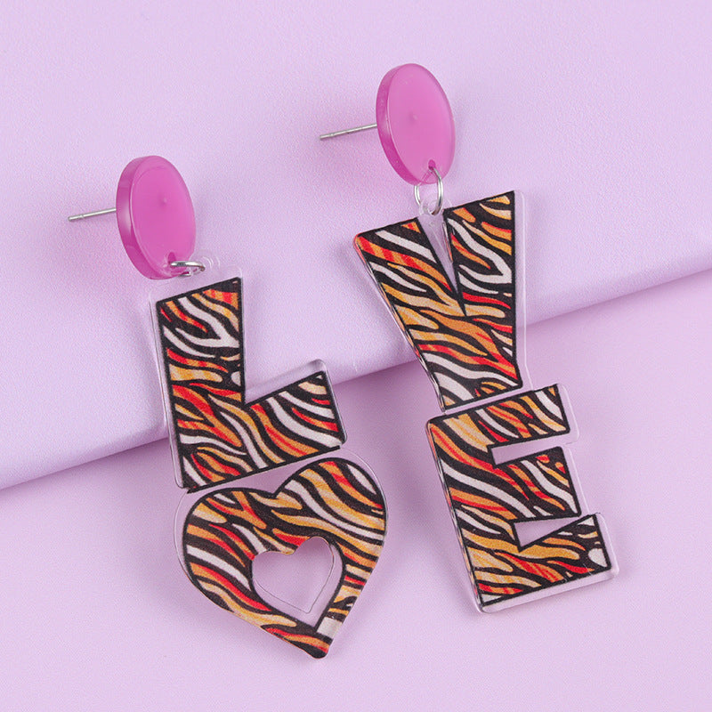 Wholesale Valentine's Day LOVE Letter Acrylic Personality Simple Heart Earrings